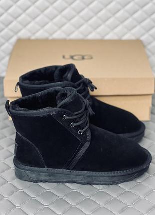 Ugg naumel black замшеві чоловічі угг на шнурівці