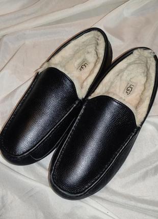 Ugg mens ascot matte leather slipper мокисини зимови чоловічи