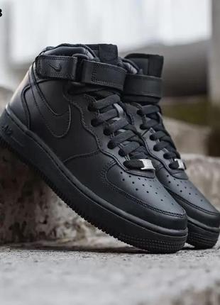 Nike air force hight (чорні) зима