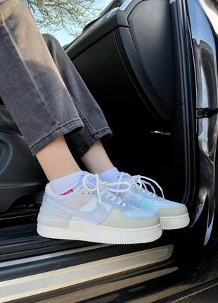 Женские кроссовки nike air force 1 shadow “white clacier blue”