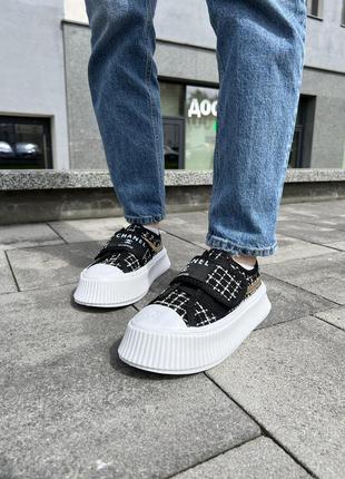 Женские кроссовки chanel sneakers black/white