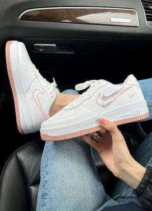 Женские кроссовки nike air force 1 low white/pink