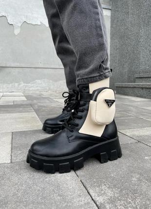 Женские кроссовки prada boots beige