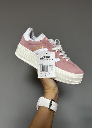 Женские кроссовки adidas gazelle bold “pink” premium