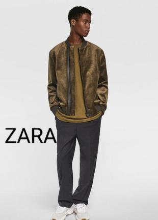 Комбинированная бархатная куртка-бомбер бренду zara.