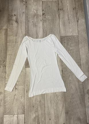 Белый базовый тонкий удлиненный пуловер от h&amp;m размер 42 xs