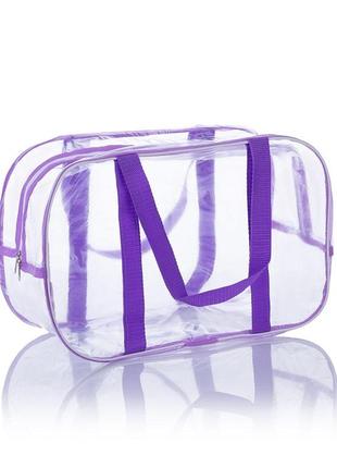 Прозрачная сумка l(50*32*23) с ременными ручками в роддом, сирень