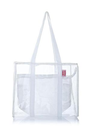 Прозрачная  пляжная сумка шоппер белый