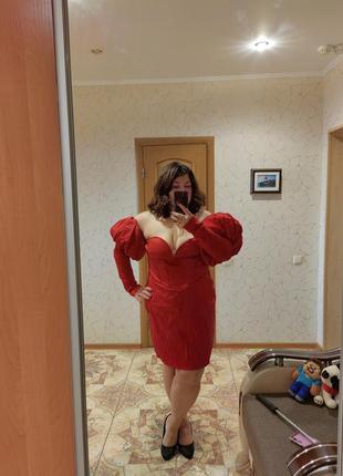 Шикарна червона корсетна сукня утяжка по коліно uk 24/ eu 52/ ...