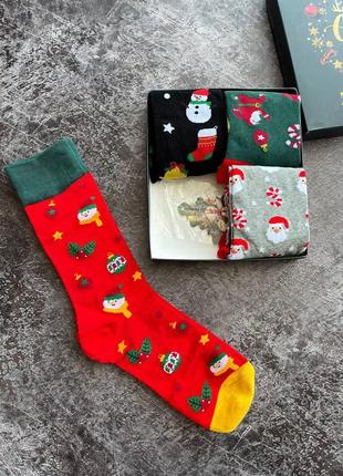 Різдвяний набір з 4 пар новорічних шкарпеток | теплі носки різ...