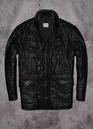 Armani collezioni heavy padded leather (мужская зимняя кожаная...