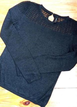 Черный ажурный джемпер пуловер stradivarius zara