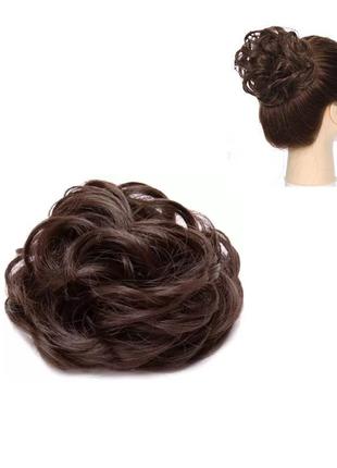 Резинка шиньйон для волосся з волосся колір коричневий