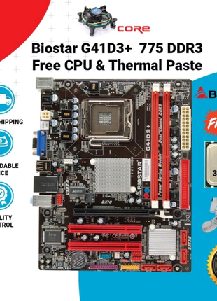 Материнская плата Biostar G41D3+
сокет - 775, чипсет - Intel G41/