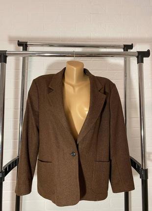 Кашемировый коричневый пиджак, жакет на одну пуговицу
