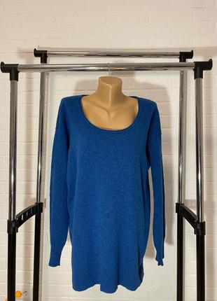 Синий шерстяной свитер, мериносовая шерсть и кашемир