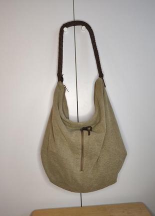 Текстильная сумка хобо, кожа и замша, the moshi, торба