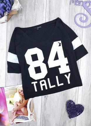 Женская объемная черная футболка tally weijl с надписью 84 tal...