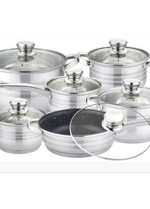 Набор посуды Rainberg RB-601 (12 предметов) из нержавеющей ста...