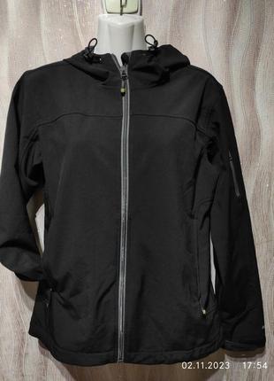 Черная,женская термо куртка,софтшелл-44-46 р