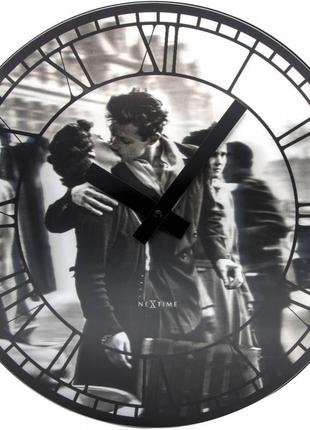 Настінний годинник 3D "Kiss me in Paris" Ø39 см