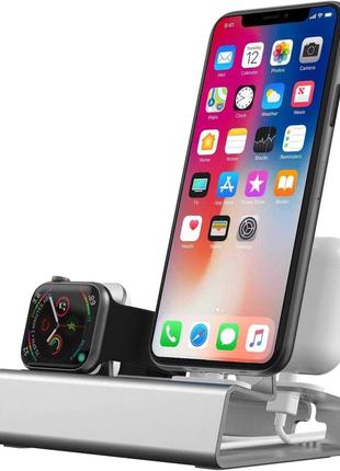 Зарядная подставка Apple Watch станция 3 в 1 алюминиевый держа...