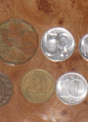Монети Чехії та Чехословачини- 6 шт.