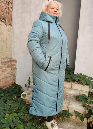 Зимове жіноче пальто, великі розміри від 50-64
