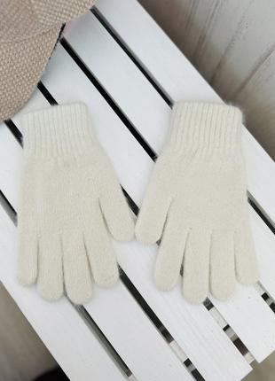 Ангоровые теплые перчатки Белый (3528)