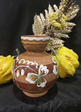 Глиняный горшок ваза бохо ручная роспись
