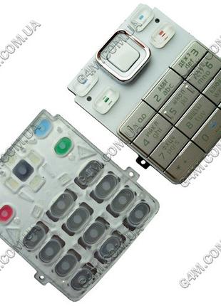Клавіатура для Nokia 6300 біла з сріблястим, кирилиця, висока ...