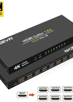 Разветвитель SGEYR Ultra HD HDMI V1.4 Коммутатор HDMI 1 на 8 в...