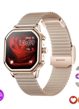 Смарт-часы женские LIGE G6 Gold (разговор, тонометр, пульсокси...