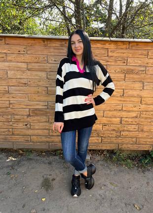 Жіночий подовжений светр в смужку туреччина