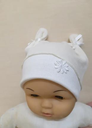 Ясельная велюровая шапочка для для новорожденных малышей роддо...