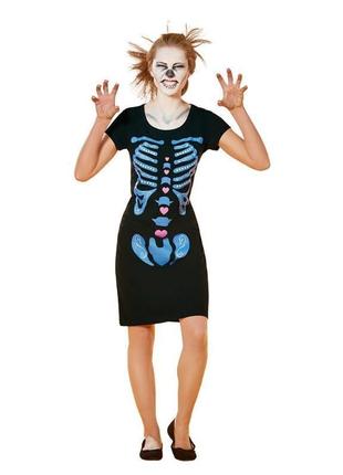 Женский костюм М Скелет на Хеллоуин/HALLOWEEN LIDL, костюм пла...