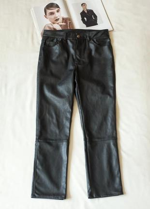 Черные кожаные брюки женские h&m, размер м