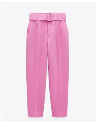 Розовые укороченные брюки женские zara, размер s