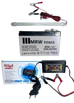 Комплект: светодиодная лента 12V с крокодилами+ аккумулятор MR...