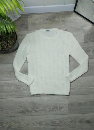 Пуловер теплый женский белый джемпер шерсть