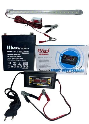 Комплект: светодиодная лента 12V с крокодилами+ аккумулятор MR...