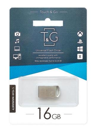 Накопичувач USB Flash Drive T&G; 16gb Metal 105 Колір Сталевий