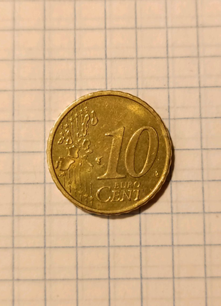 Монета 10 євро центів стан добрий на фото