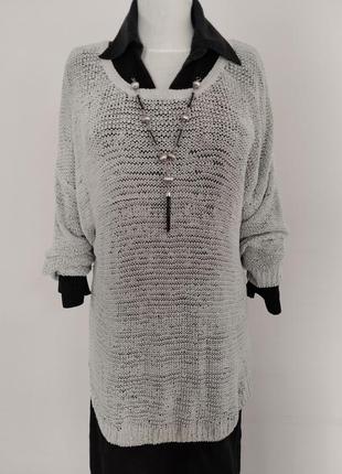 Серый джемпер esmara мини платье с длинным рукавом