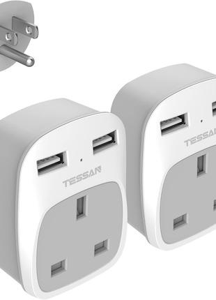 2 шт Переходник TESSAN из Великобритании в США с 2 USB