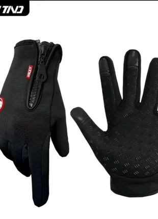 Зимові осінні рукавиці лижні вело-мото  сенсорні чорні розмір S