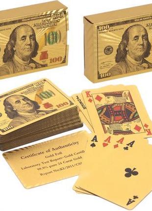 Пластикові гральні карти "Доллар", золото, 54 карти