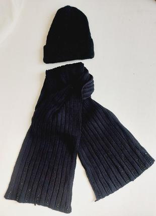 Набор шапка и шарф демисезонный черный