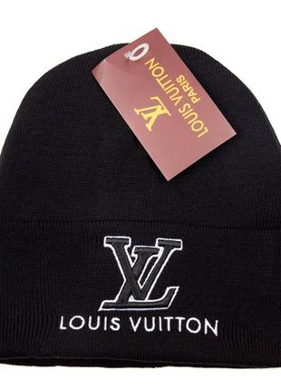 Шапка черная вязаная женская мужская Louis Vuitton Шапка зимня...