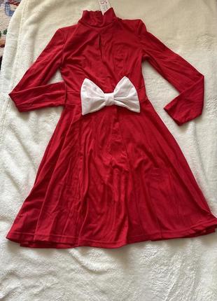 Новорічна сукня красное платье с бантом